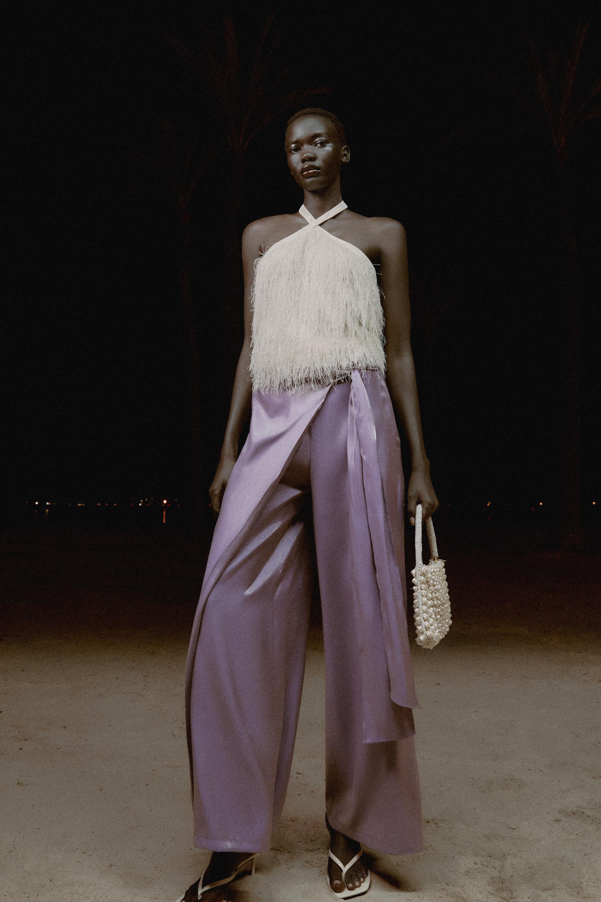 SHINY EFFECT WRAP PANTS